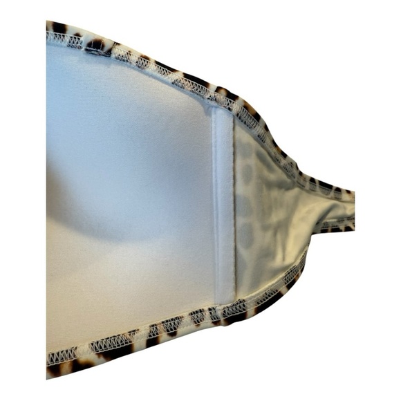 DKNY Women's Leopard-Print Bandeau Tie-Front Bikini Push Up Top Size XLarge NEW - Picture 3 of 11